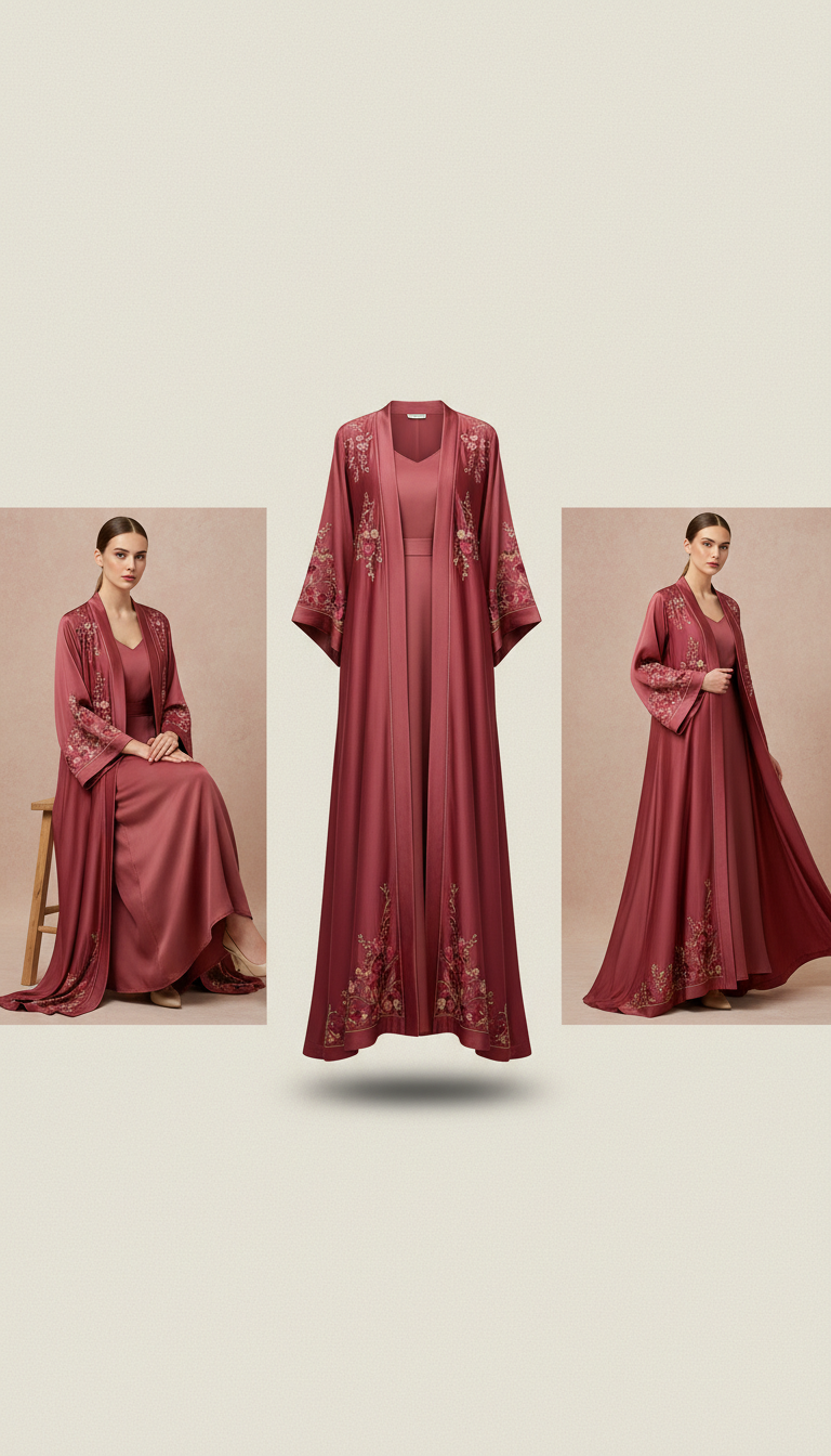Silk abaya in Majlis Rose